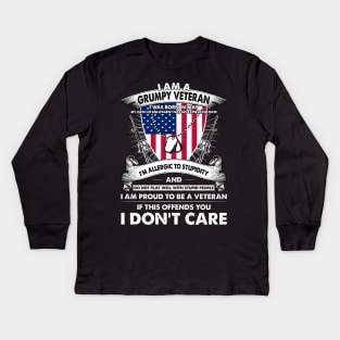 I Am A Grumpy Veteran I Was Born In May My Oath Of Enlistment Has No Expiration Date Kids Long Sleeve T-Shirt